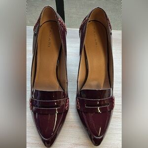 Tahari Burgundy Chunky Heel Loafers